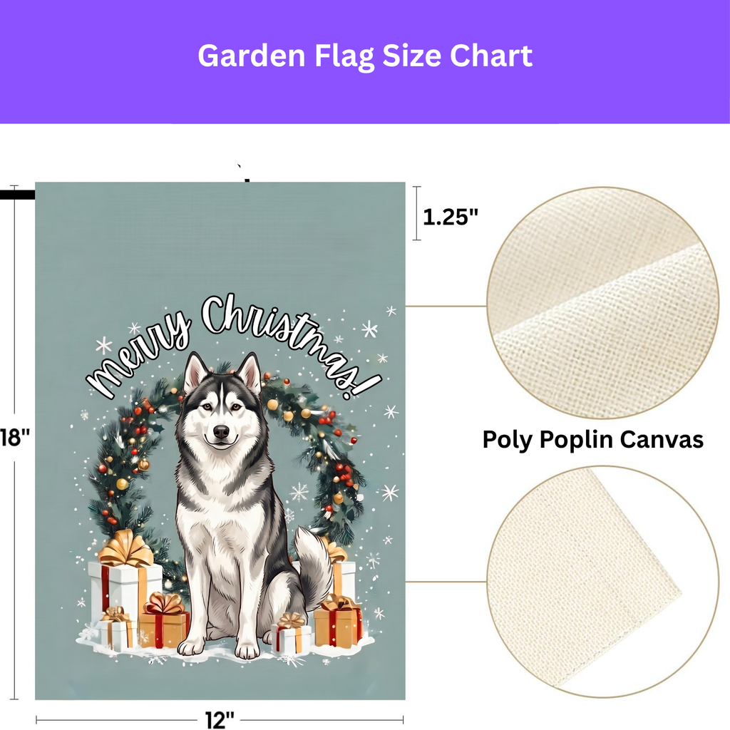 Merry Christmas Siberian Husky Garden Flag