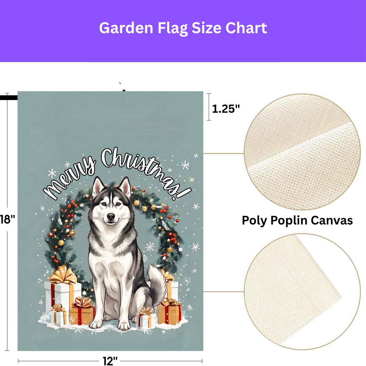 Merry Christmas Siberian Husky Garden Flag