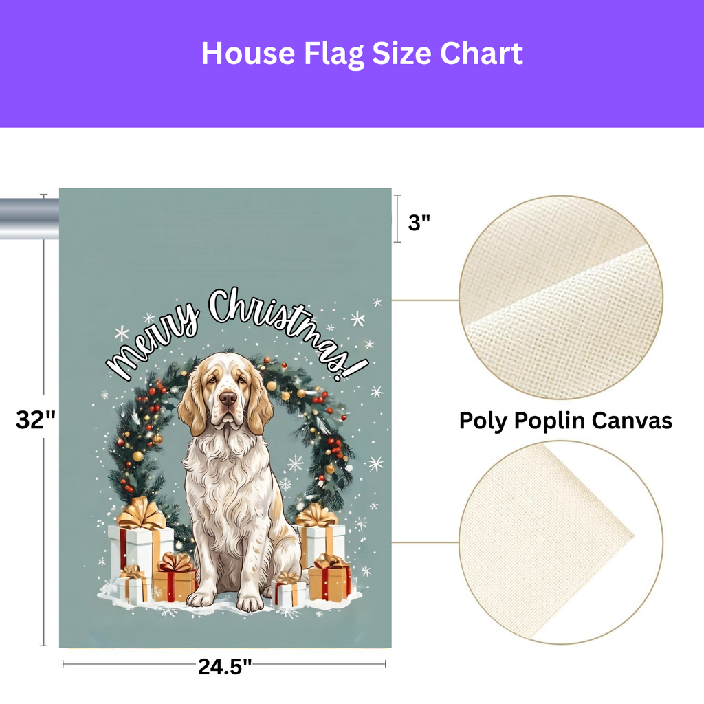 Merry Christmas Clumber Spaniel Garden Flag