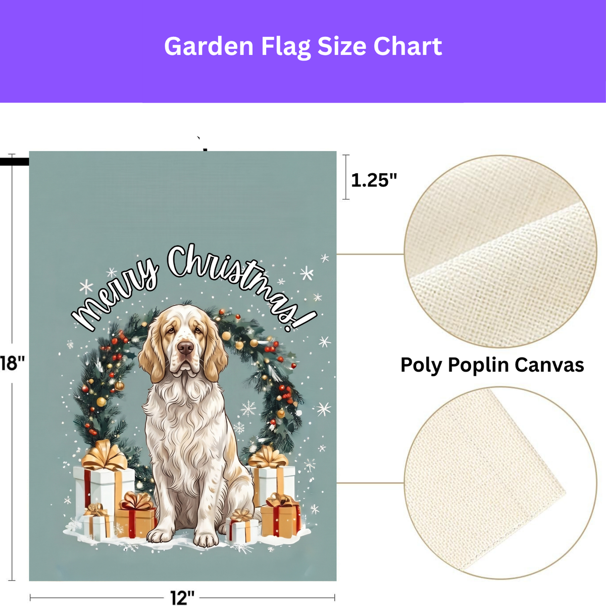 Merry Christmas Clumber Spaniel Garden Flag