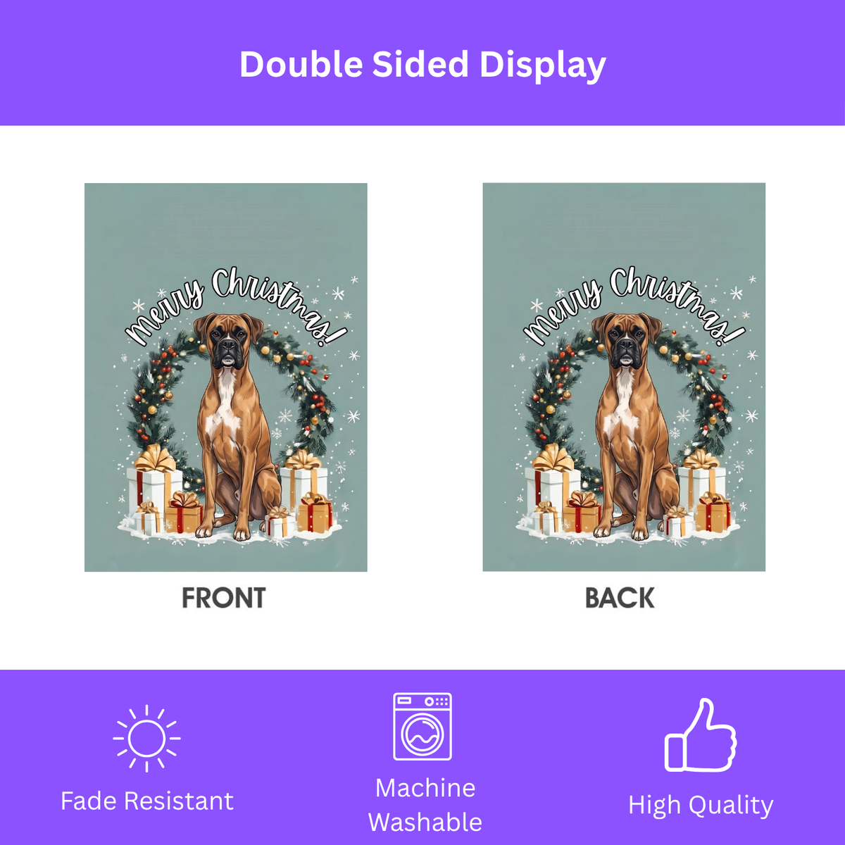 Merry Christmas Boxer Garden Flag