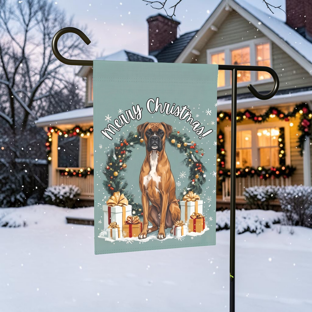 Merry Christmas Boxer Garden Flag