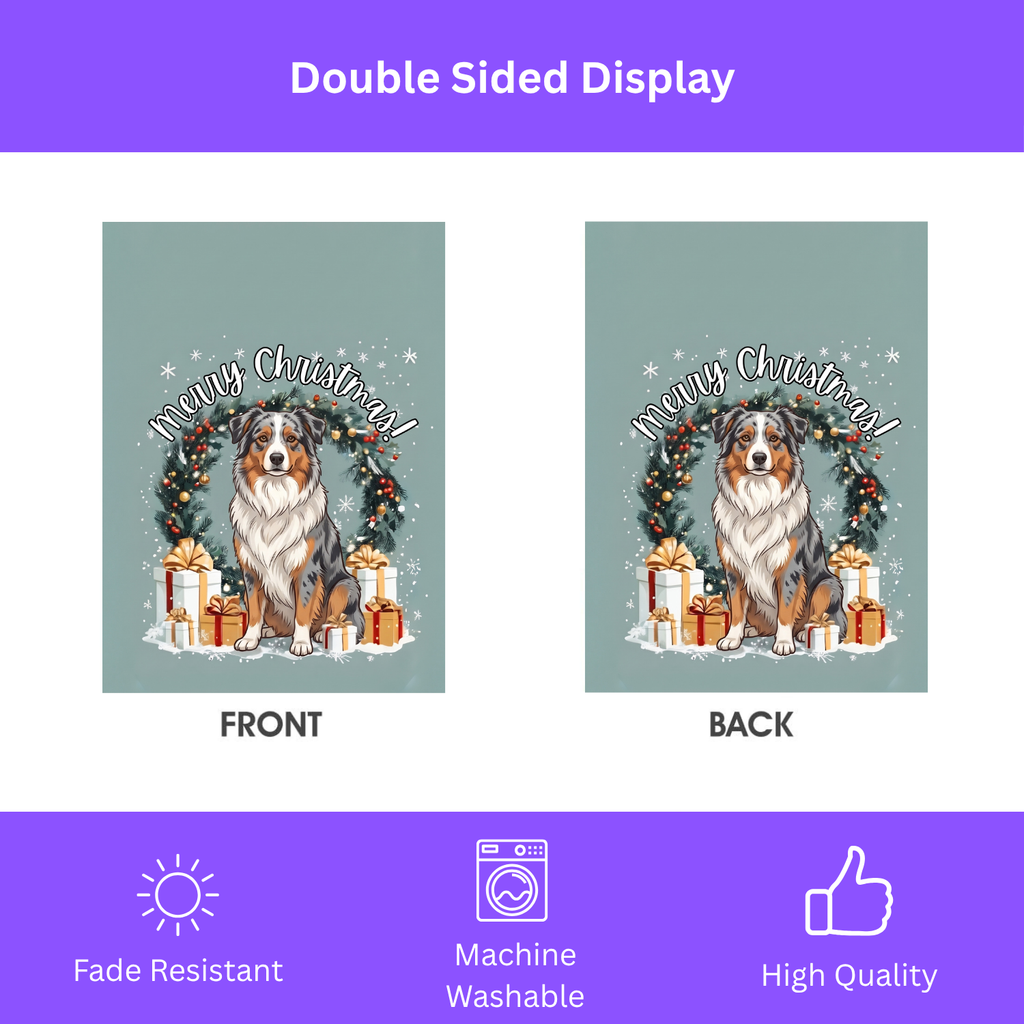 Merry Christmas Australian Shepherd Garden Flag