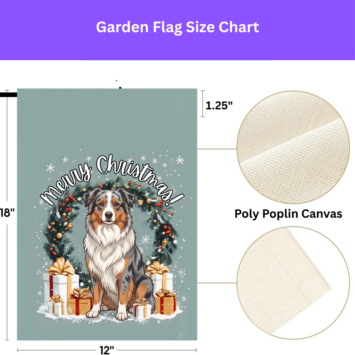 Merry Christmas Australian Shepherd Garden Flag