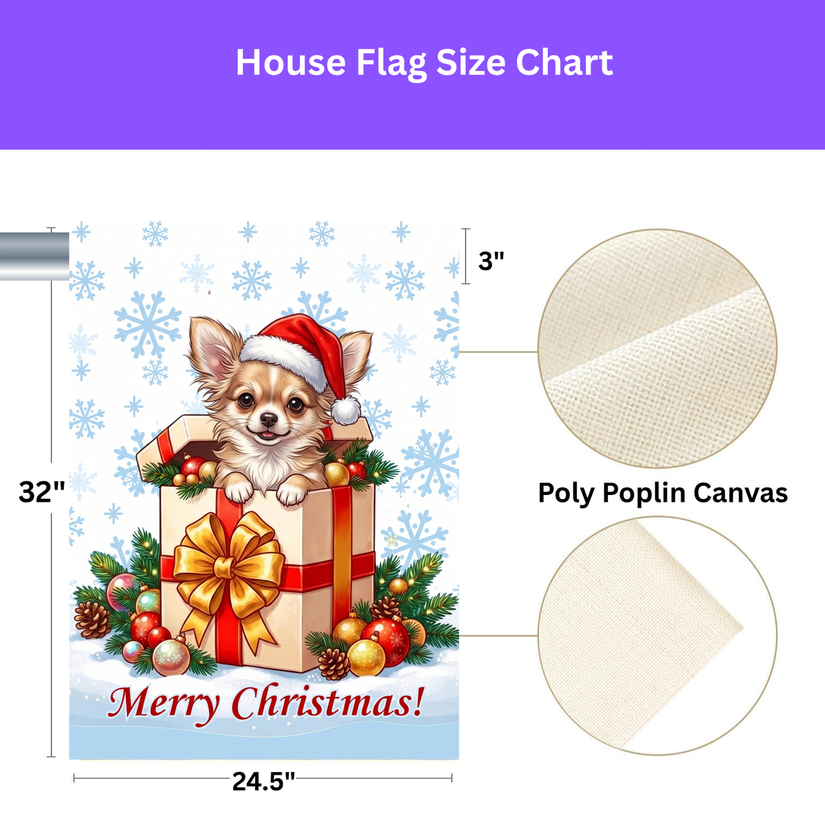Long Hair Chihuahua And Christmas Present Garden Flag