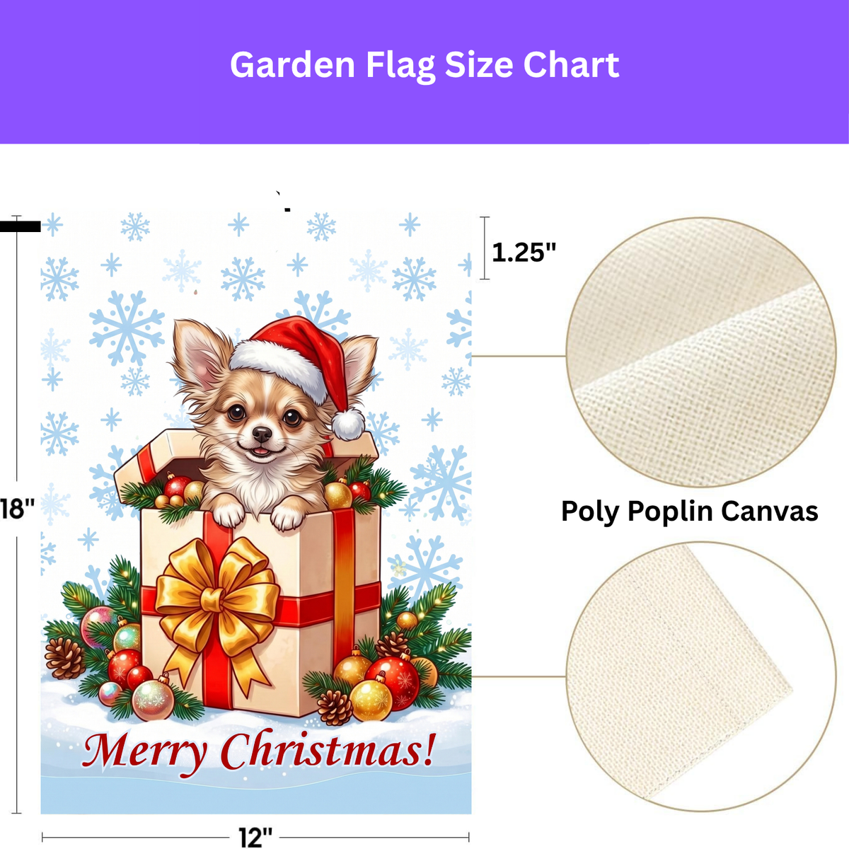 Long Hair Chihuahua And Christmas Present Garden Flag