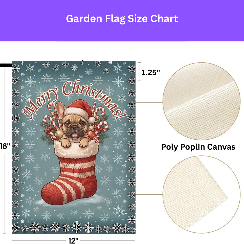 Fawn French Bulldog And Christmas Stocking Garden Flag