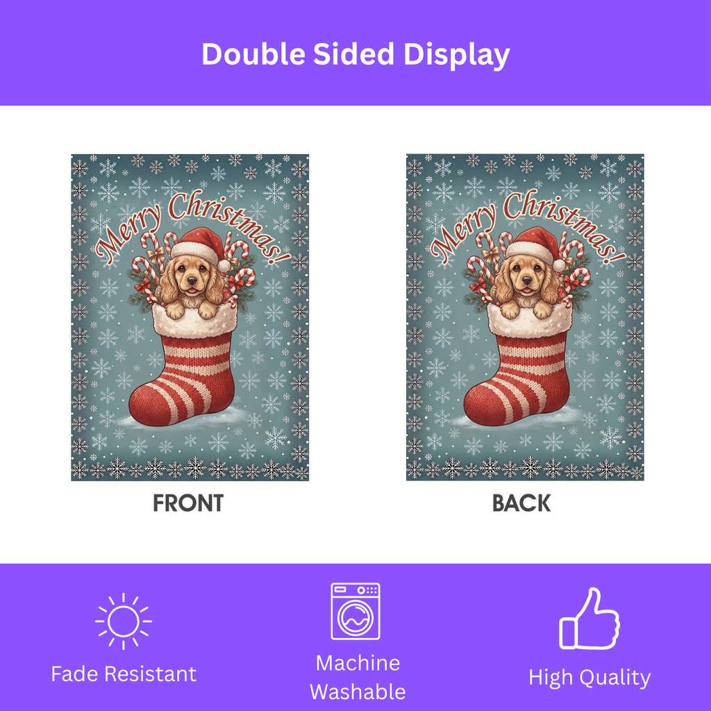 Cocker Spaniel And Christmas Stocking Garden Flag