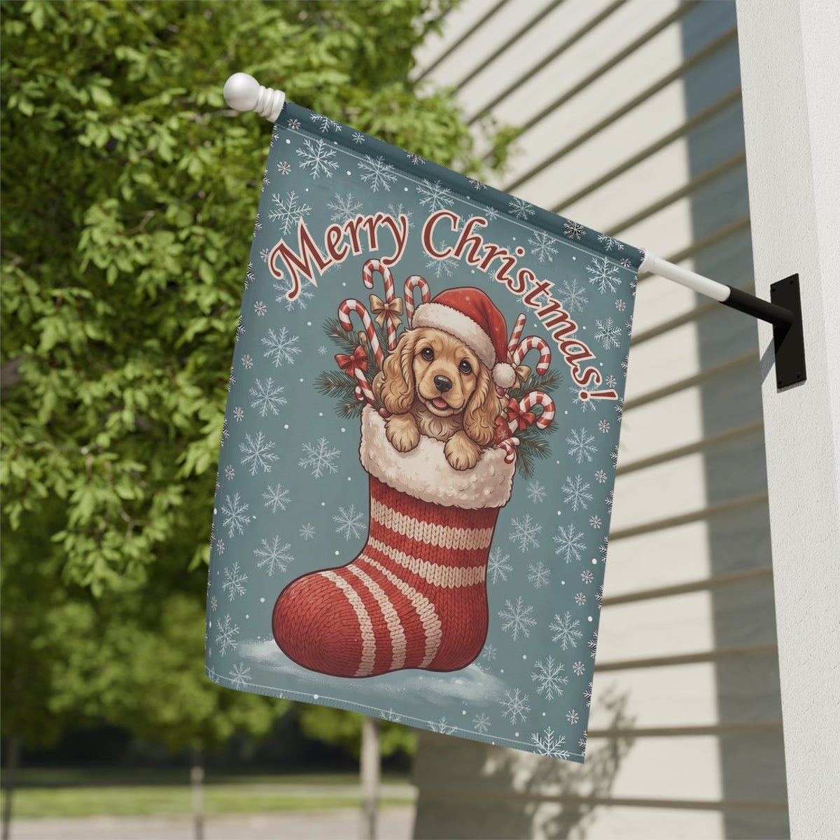 Cocker Spaniel And Christmas Stocking Garden Flag