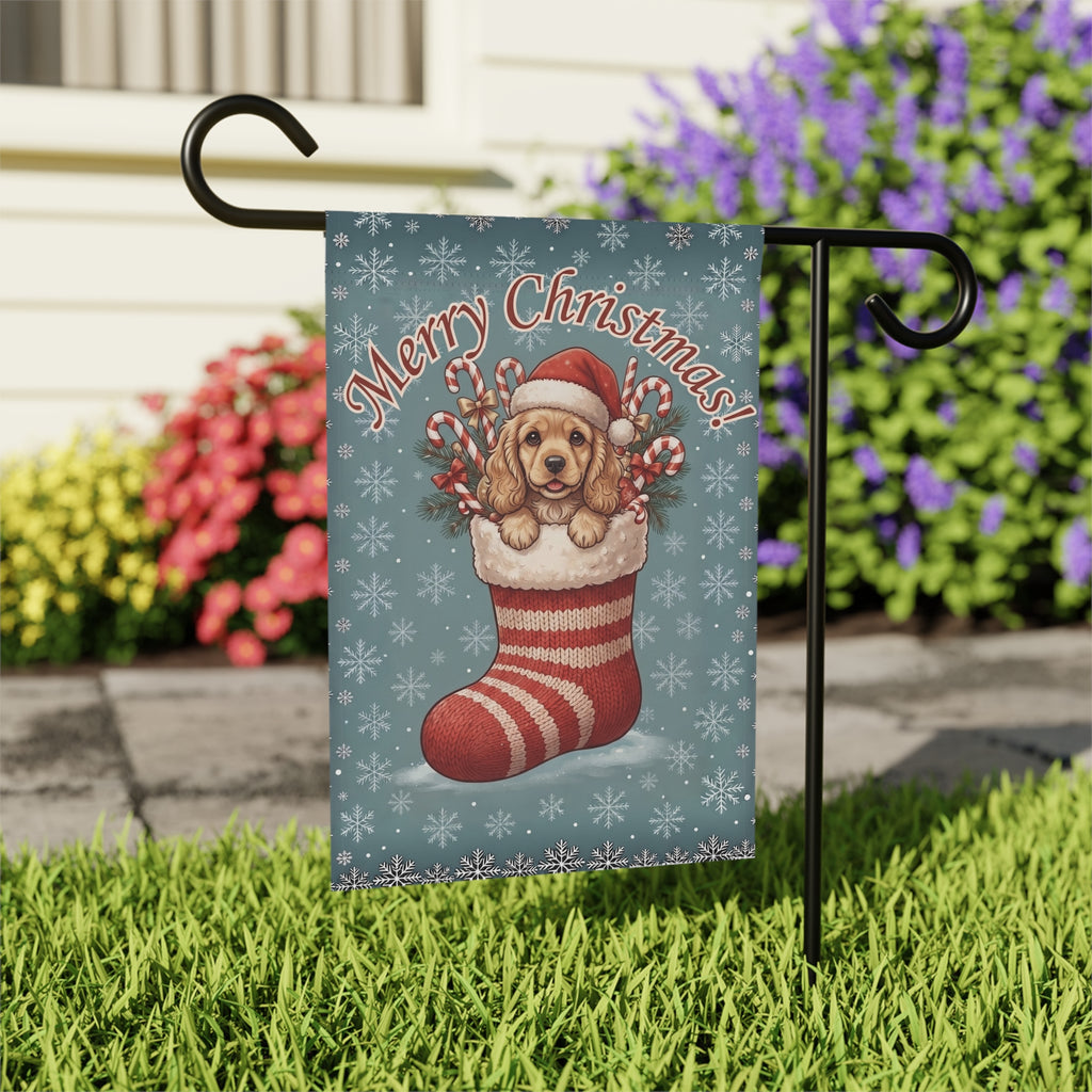 Cocker Spaniel And Christmas Stocking Garden Flag