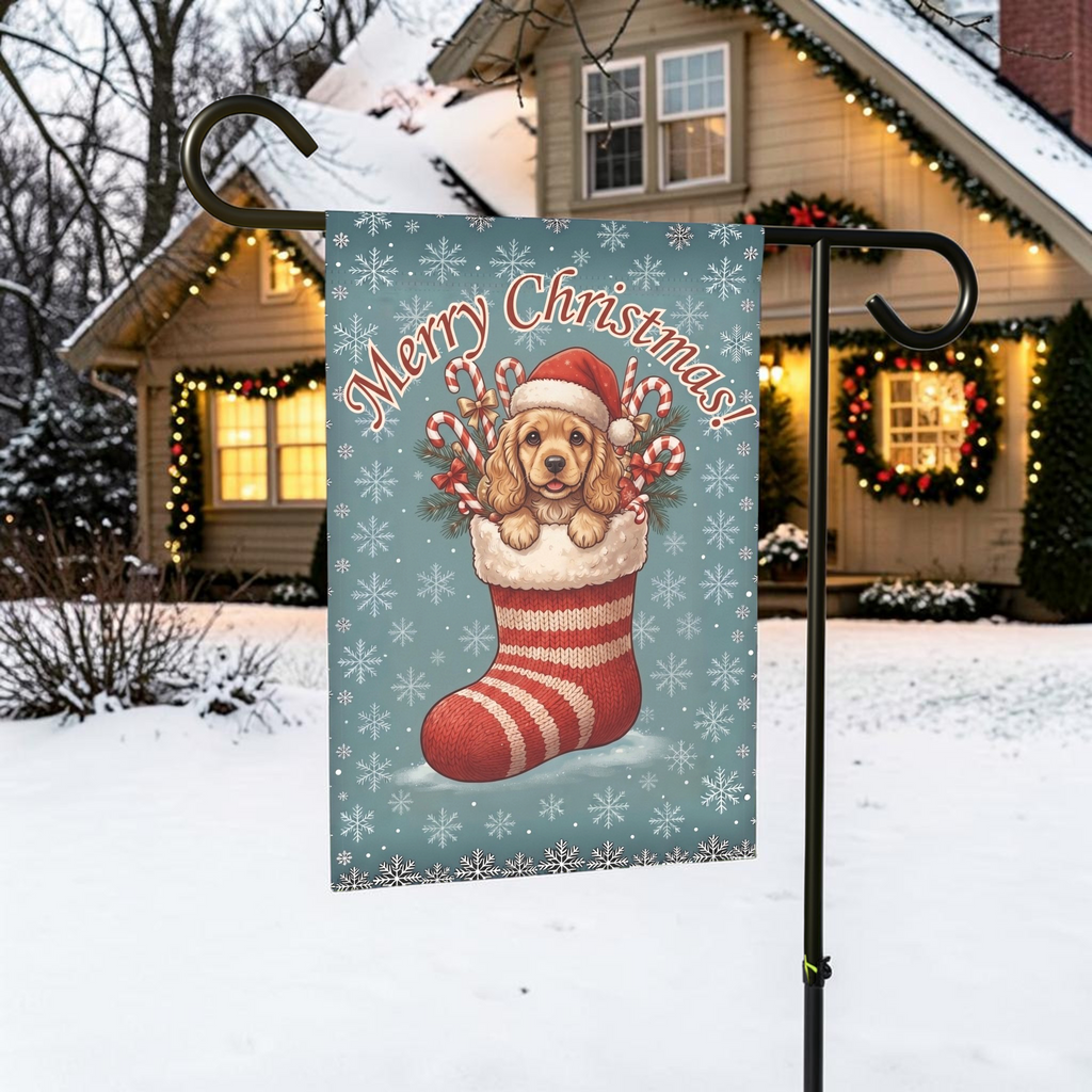 Cocker Spaniel And Christmas Stocking Garden Flag