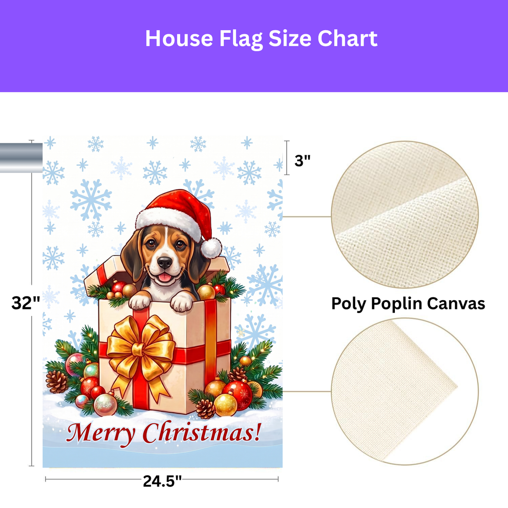 Beagle and Christmas Present Garden Flag
