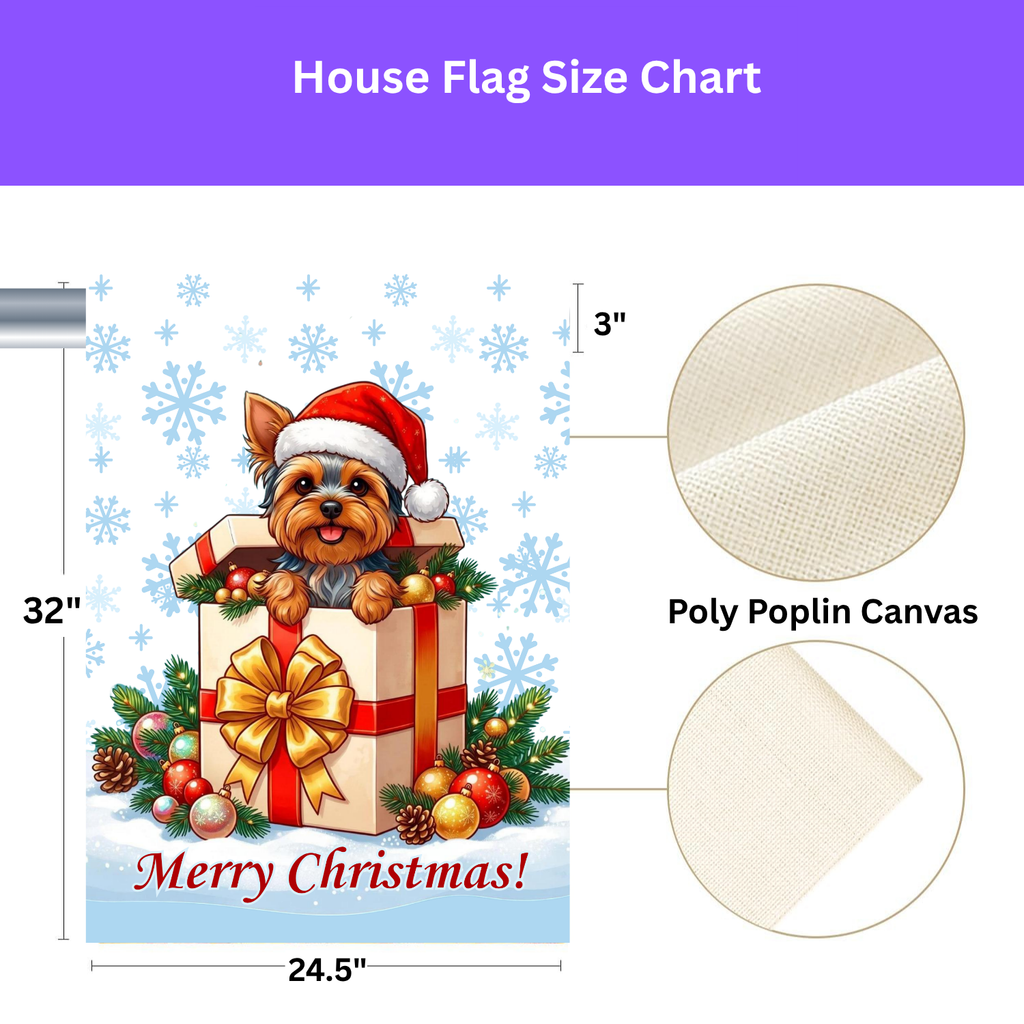 Yorkshire Terrier And Christmas Present Garden Flag
