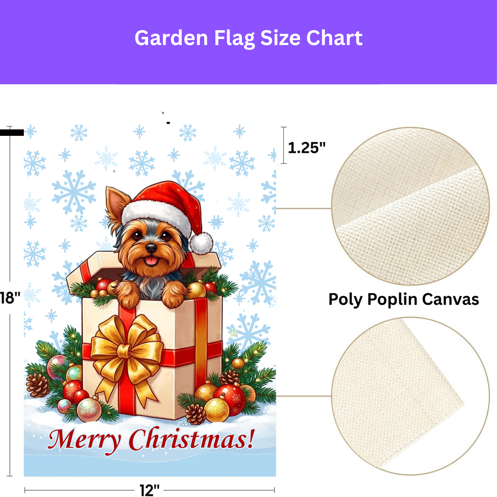 Yorkshire Terrier And Christmas Present Garden Flag