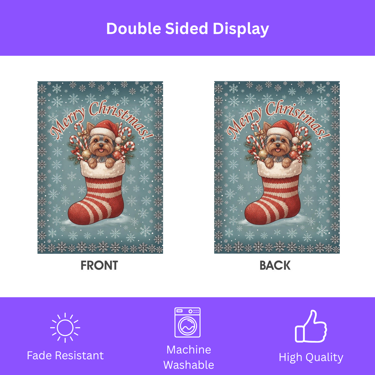 Yorkshire Terrier Christmas Stocking Garden Flag