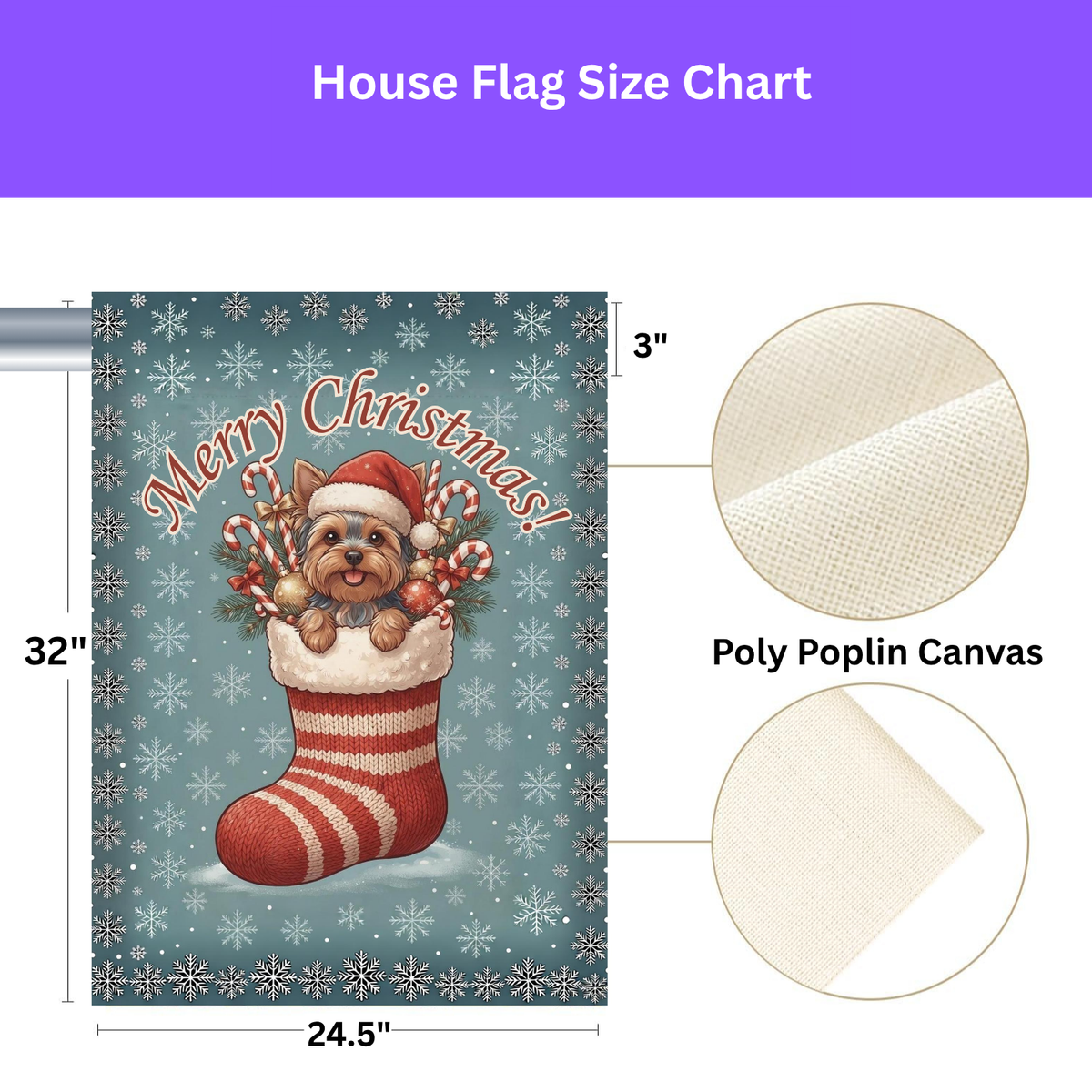 Yorkshire Terrier Christmas Stocking Garden Flag