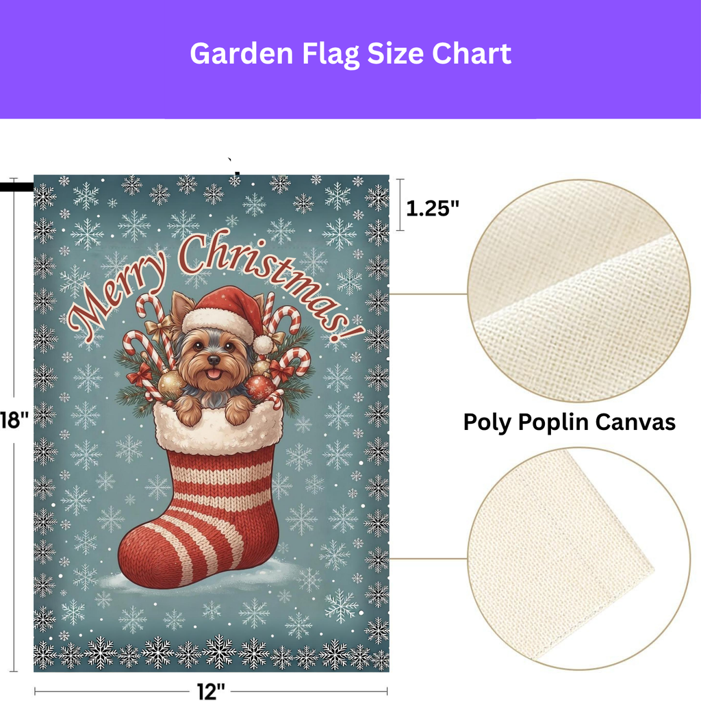 Yorkshire Terrier Christmas Stocking Garden Flag