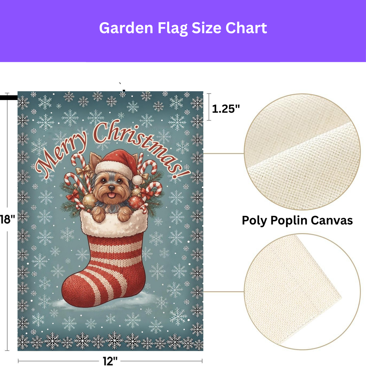 Yorkshire Terrier Christmas Stocking Garden Flag