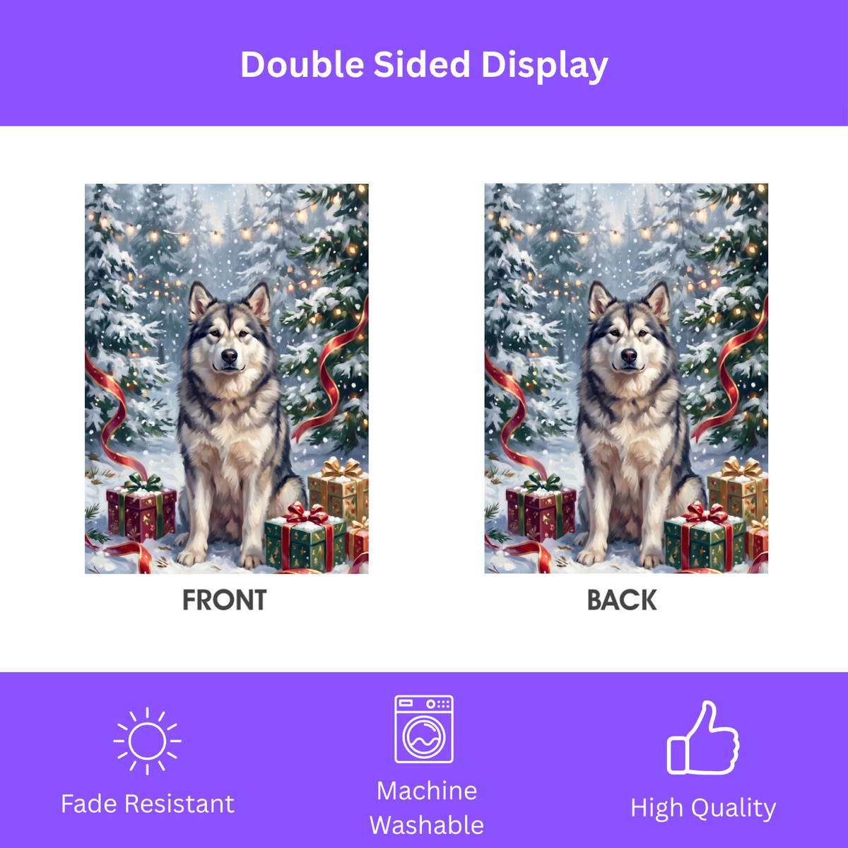 Snowy Forest Christmas Alaskan Malamute Garden Flag