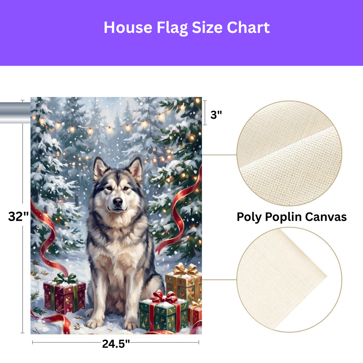 Snowy Forest Christmas Alaskan Malamute Garden Flag