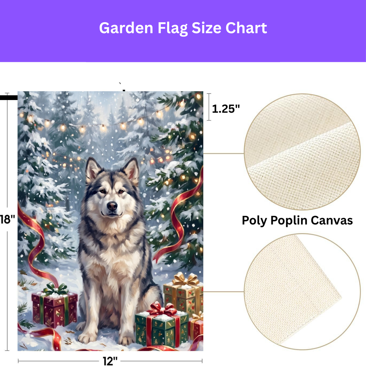 Snowy Forest Christmas Alaskan Malamute Garden Flag