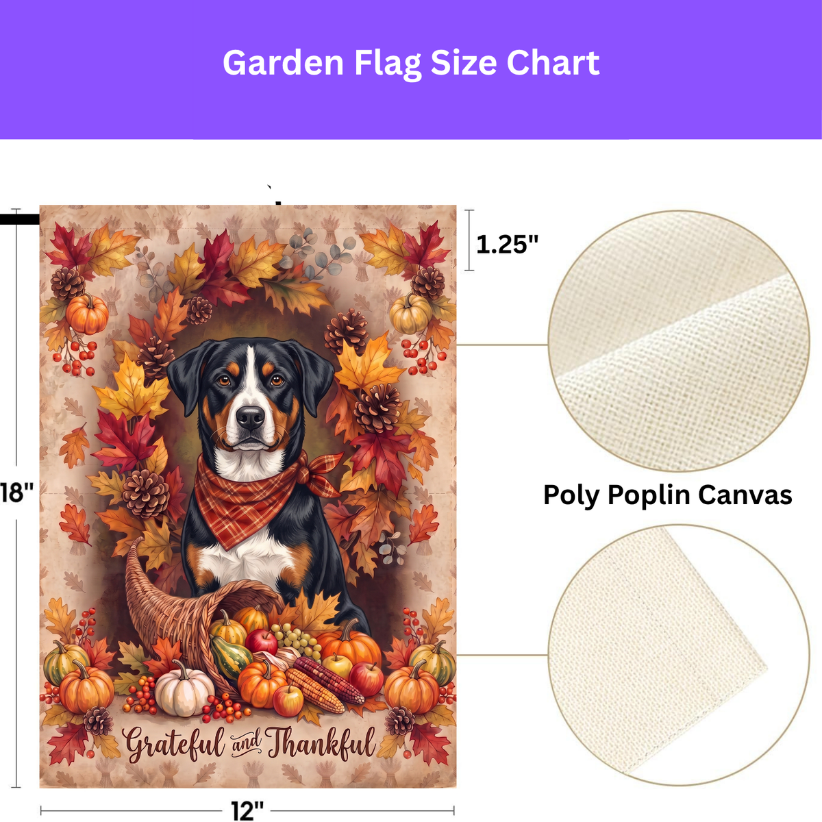 Grateful And Thankful Appenzeller Sennenhund Thanksgiving Garden Flag