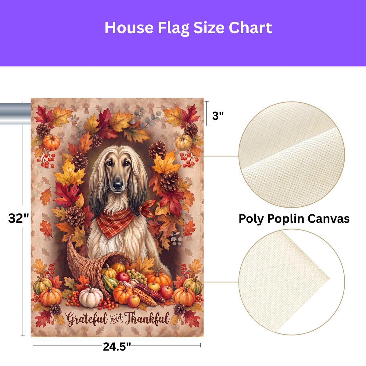 Grateful And Thankful Afghan Hound Thanksgiving Garden Flag