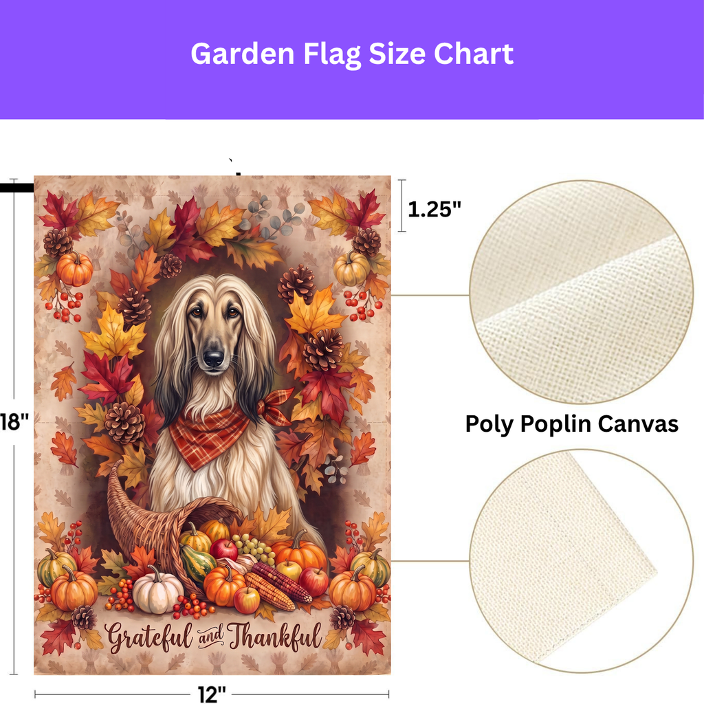 Grateful And Thankful Afghan Hound Thanksgiving Garden Flag