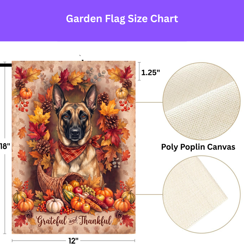 Grateful And Thankful Belgian Malinois Thanksgiving Garden Flag