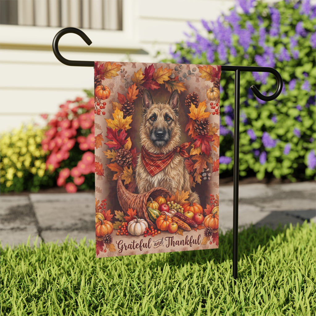Grateful And Thankful Belgian Laekenois Thanksgiving Garden Flag