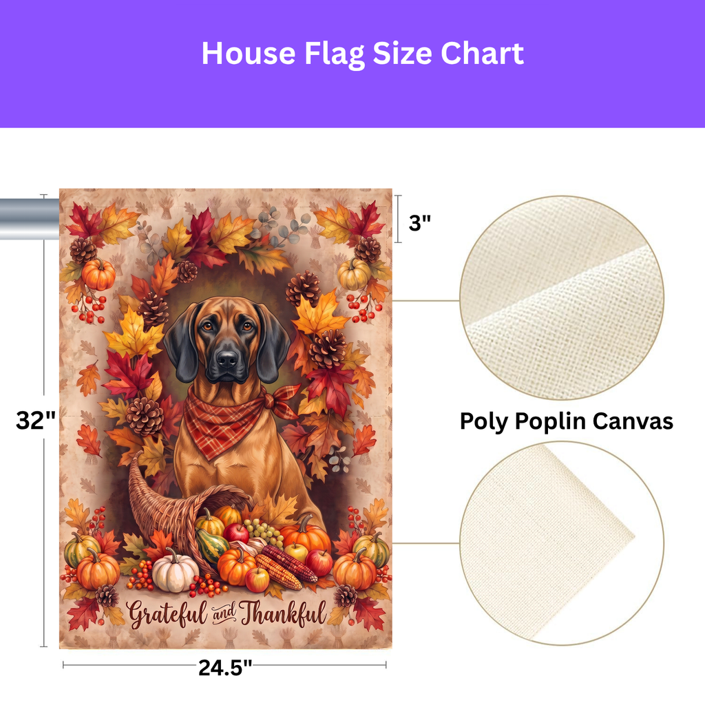 Grateful And Thankful Bavarian Mountain Scent Hound Thanksgiving Garden Flag