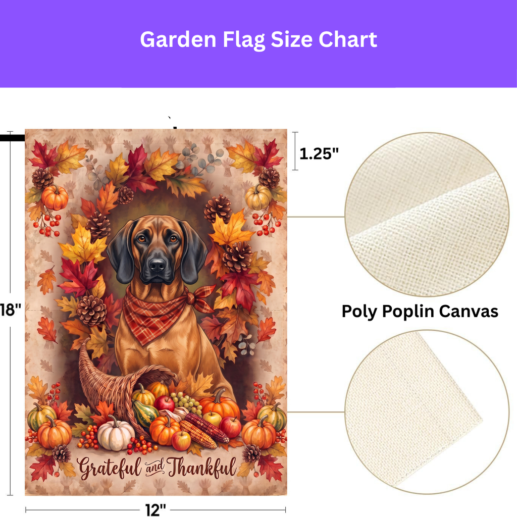 Grateful And Thankful Bavarian Mountain Scent Hound Thanksgiving Garden Flag