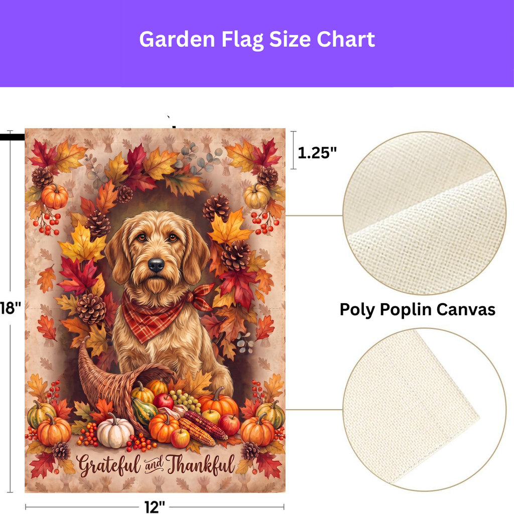 Grateful and Thankful Basset Fauve De Bretagne Thanksgiving Garden Flag