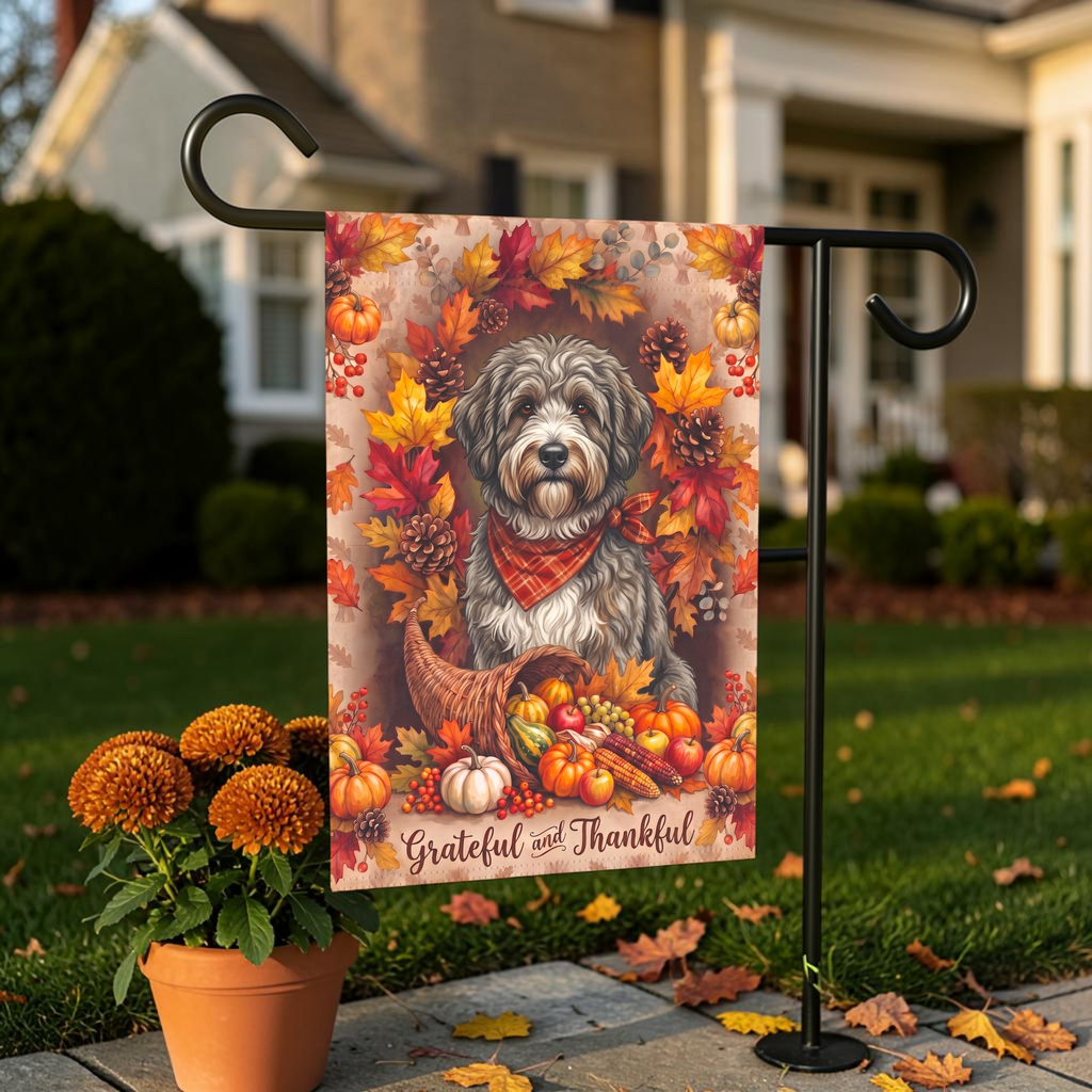 Grateful And Thankful Barbado Da Terceira Thanksgiving Garden Flag