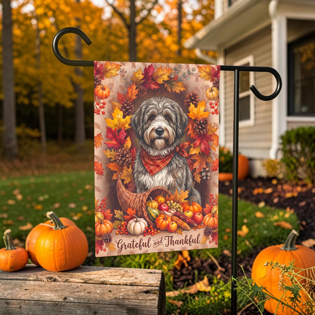 Grateful And Thankful Barbado Da Terceira Thanksgiving Garden Flag