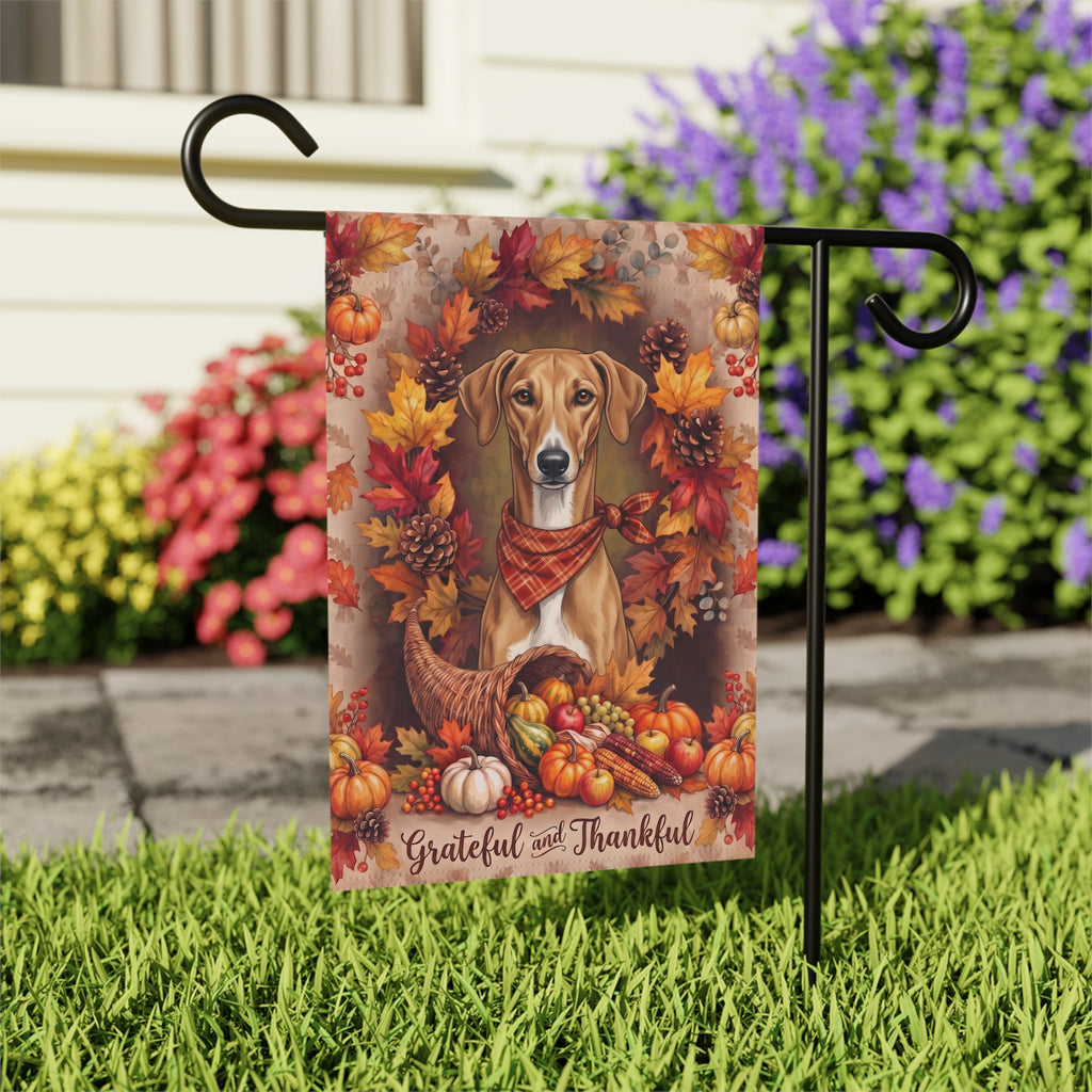 Grateful And Thankful Azawakh Thanksgiving Garden Flag