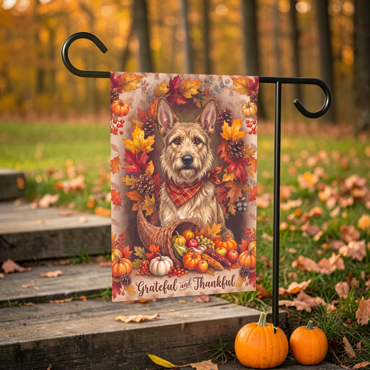 Grateful And Thankful Berger Picard Thanksgiving Garden Flag