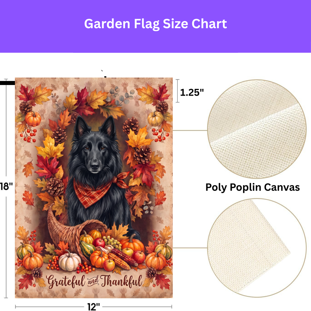Grateful And Thankful Belgian Sheepdog Thanksgiving Garden Flag