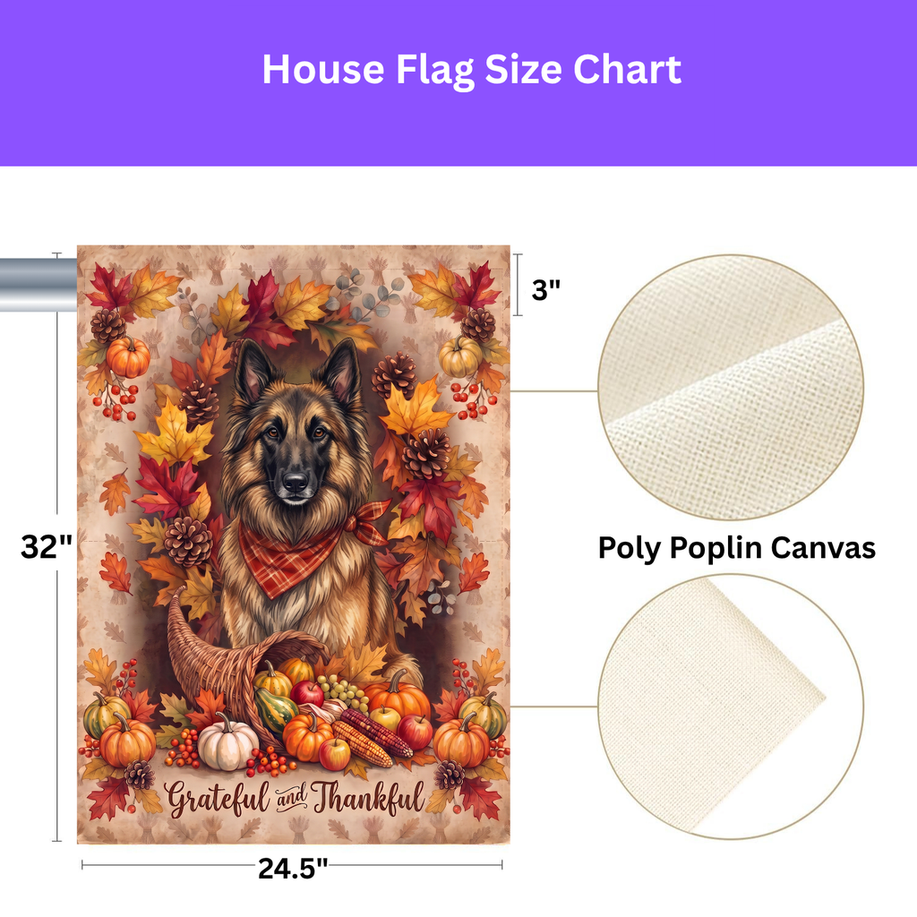 Grateful And Thankful Belgian Tervuren Thanksgiving Garden Flag