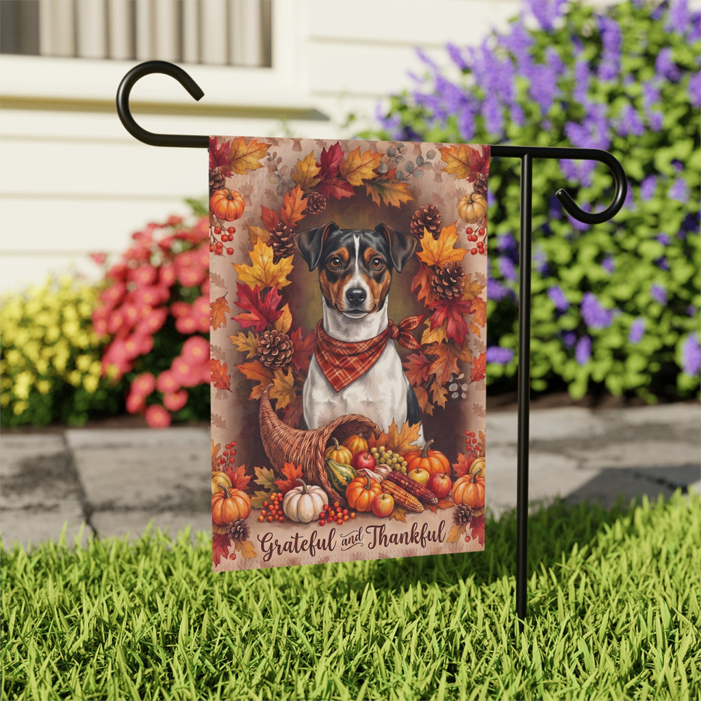Grateful And Thankful Brazilian Terrier Thanksgiving Garden Flag