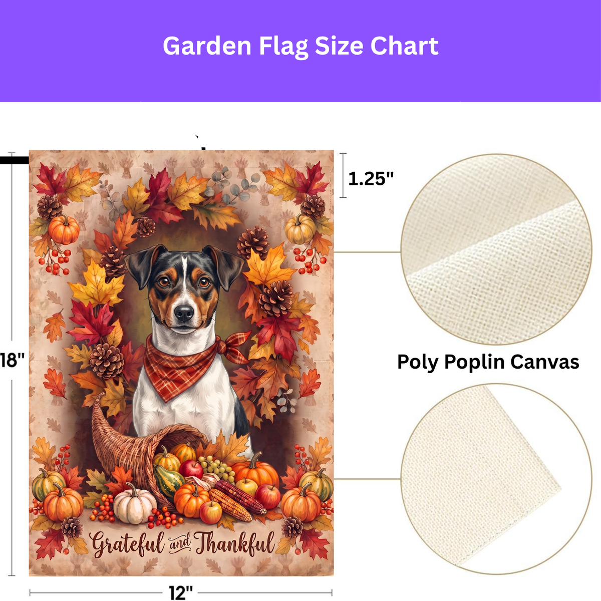 Grateful And Thankful Brazilian Terrier Thanksgiving Garden Flag