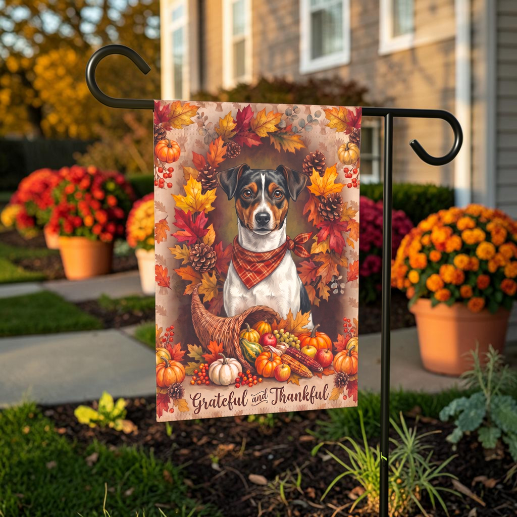 Grateful And Thankful Brazilian Terrier Thanksgiving Garden Flag