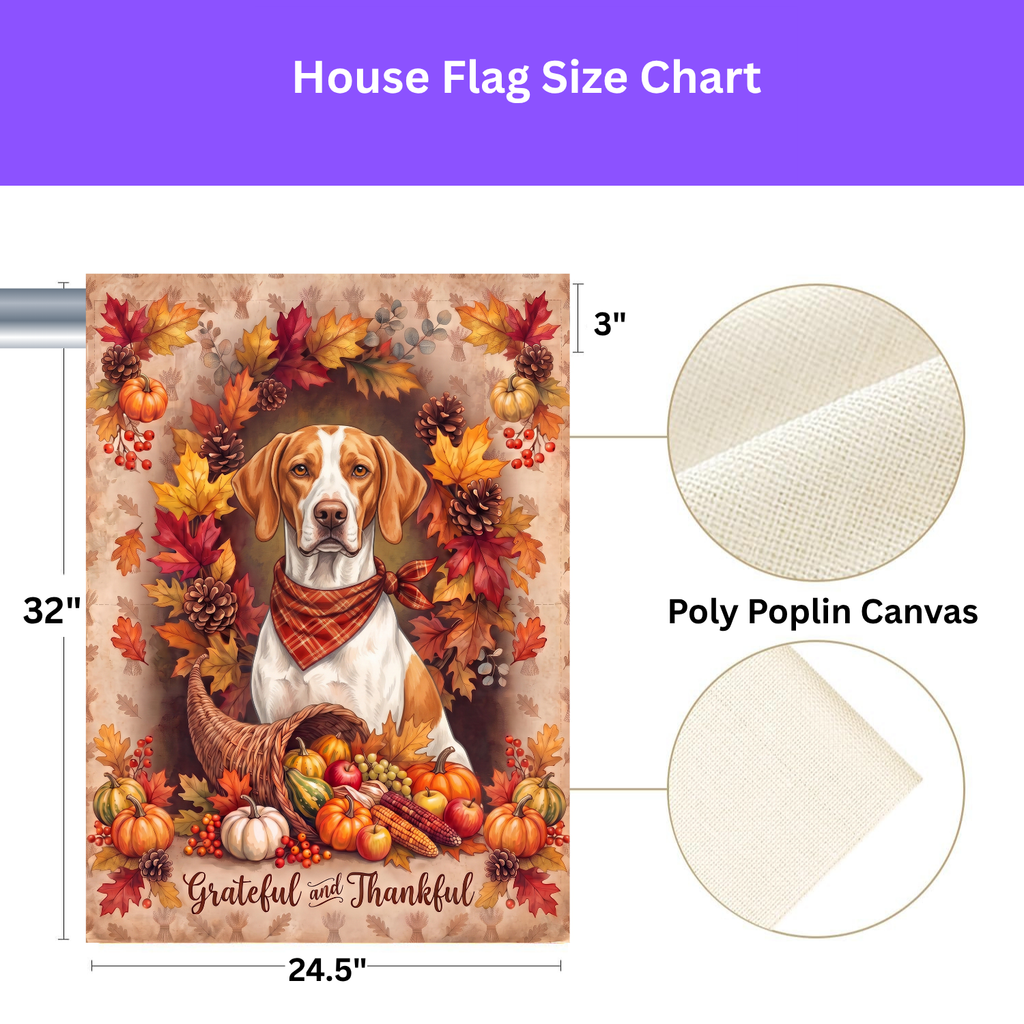 Grateful And Thankful Braque Saint Germain Thanksgiving Garden Flag
