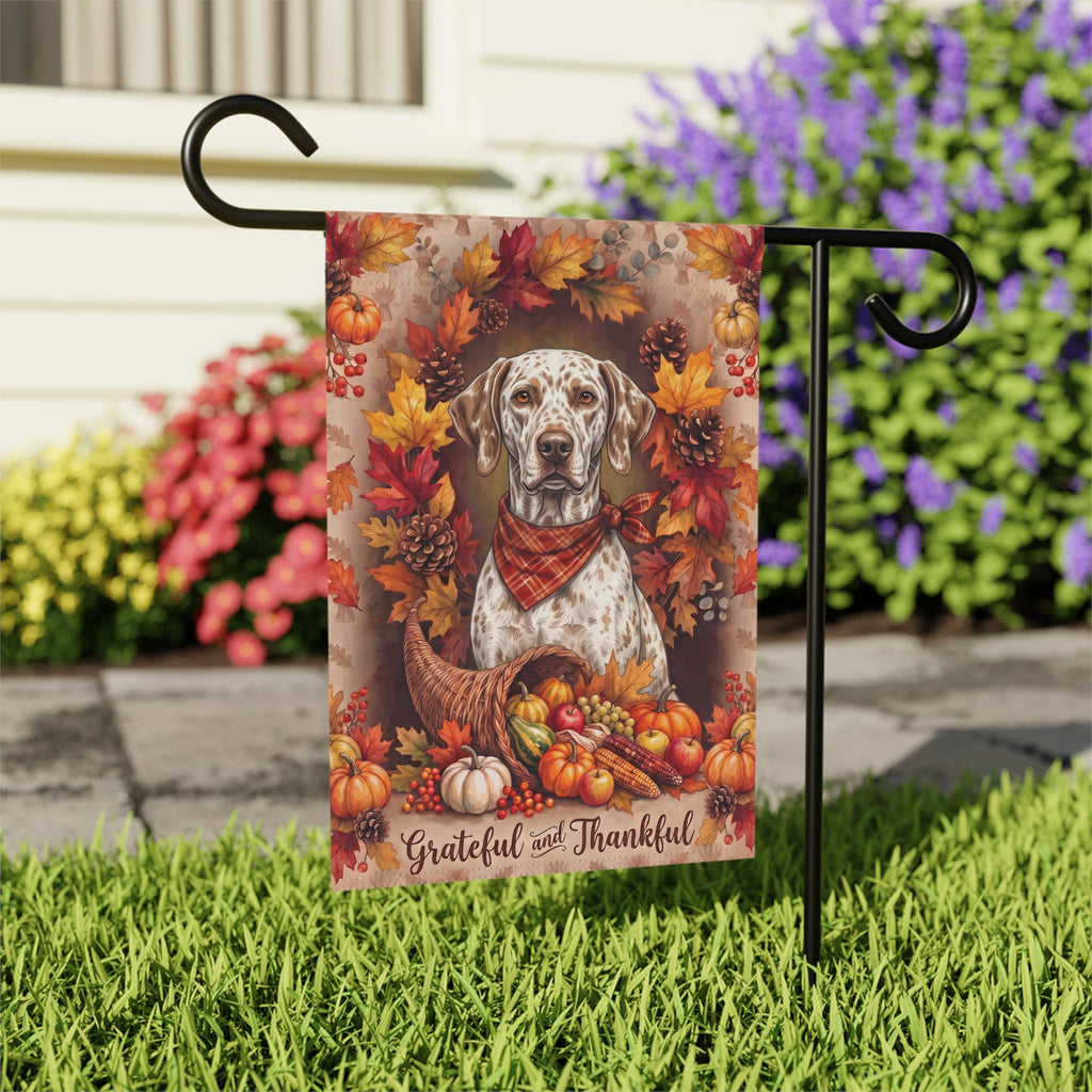 Grateful And Thankful Braque Du Bourbonnais Thanksgiving Garden Flag