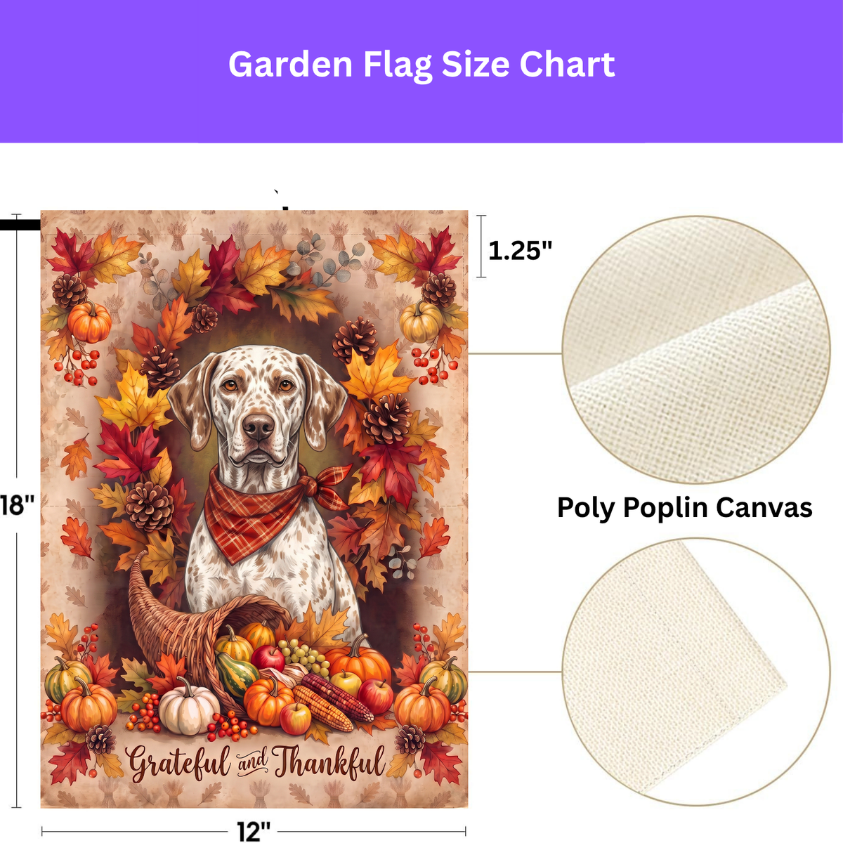 Grateful And Thankful Braque Du Bourbonnais Thanksgiving Garden Flag