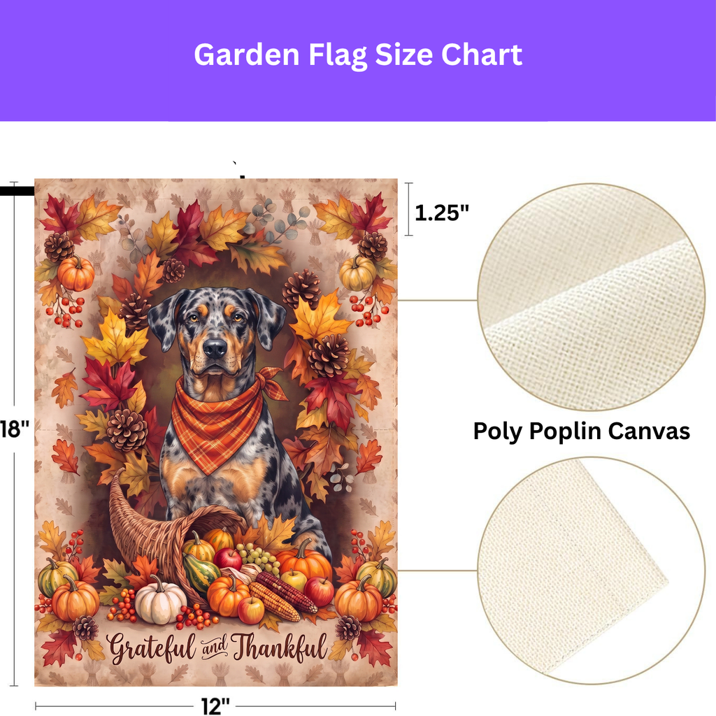 Grateful And Thankful Catahoula Leopard Dog Thanksgiving Garden Flag