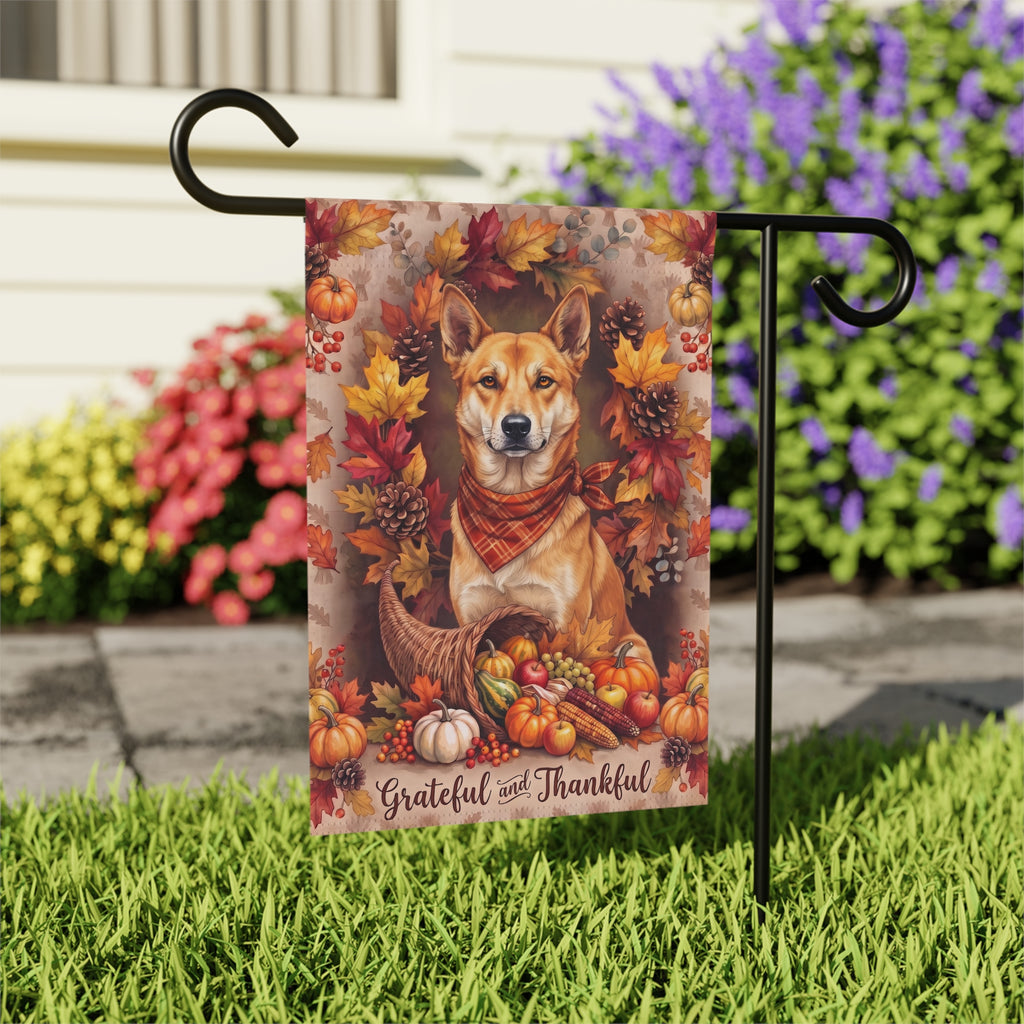 Grateful and Thankful Carolina Dog Thanksgiving Garden Flag