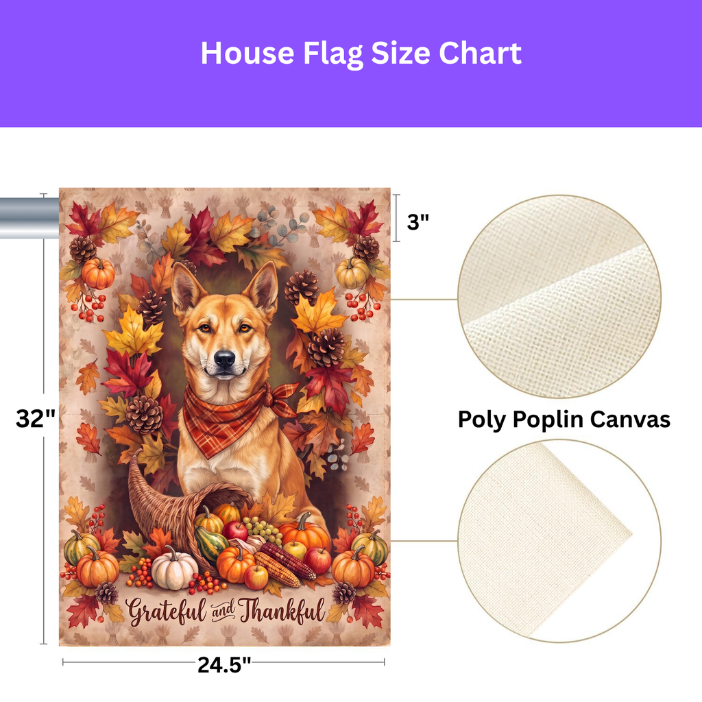 Grateful and Thankful Carolina Dog Thanksgiving Garden Flag