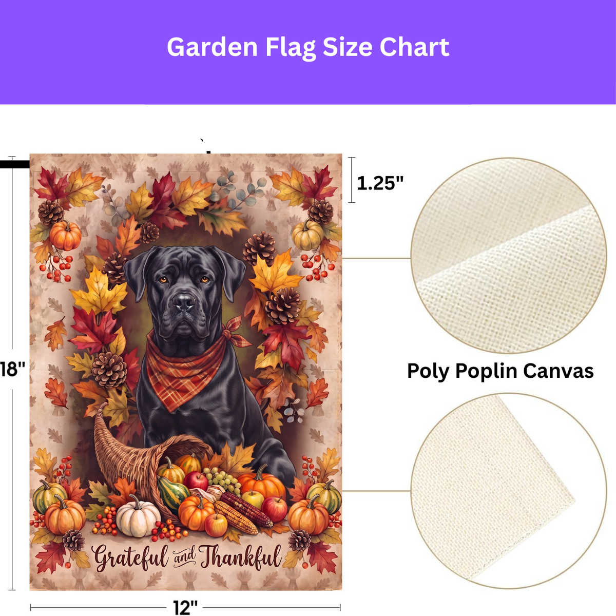 Grateful And Thankful Cane Corso Thanksgiving Garden Flag
