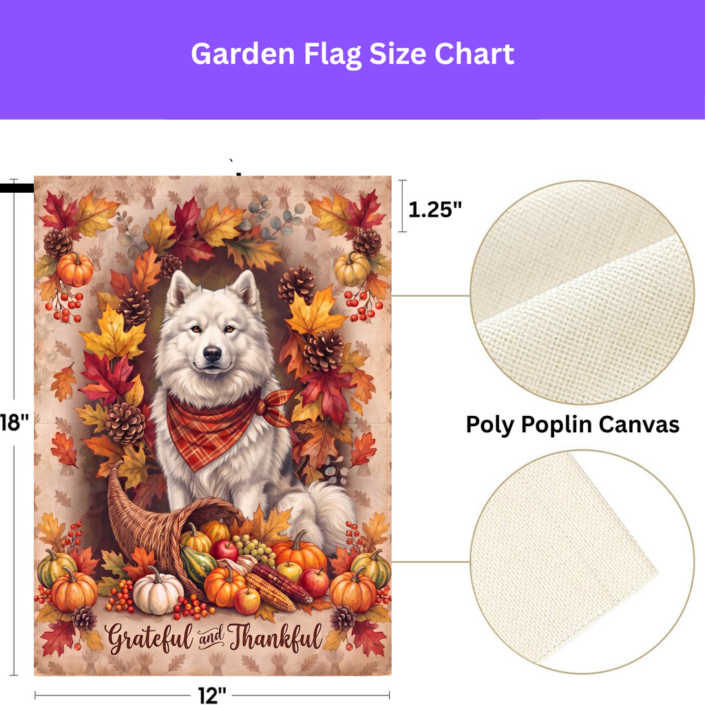 Grateful and Thankful Canadian Eskimo Dog Thanksgiving Garden Flag